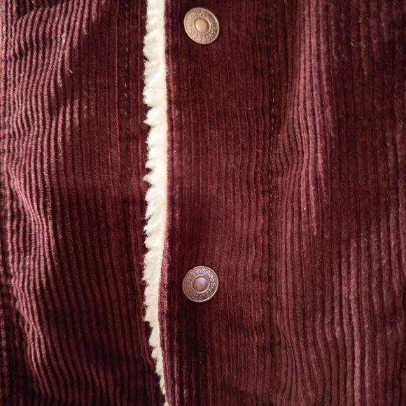 Women's Levi Strauss Levi's Burgundy Corduroy Sherpa Lined Jacket Sz. XL - Picture 4 of 12